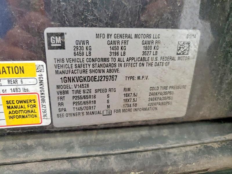 Продаж на аукціоні авто 2014 Chevrolet Traverse, vin: 1GNKVGKD0EJ279767, номер лоту: 60771756