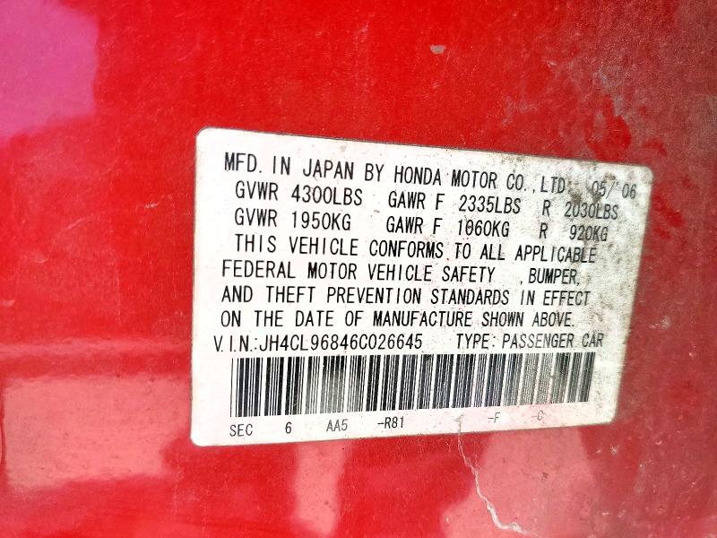 Продажа на аукционе авто 2006 Acura Tsx, vin: JH4CL96846C026645, номер лота: 59732736
