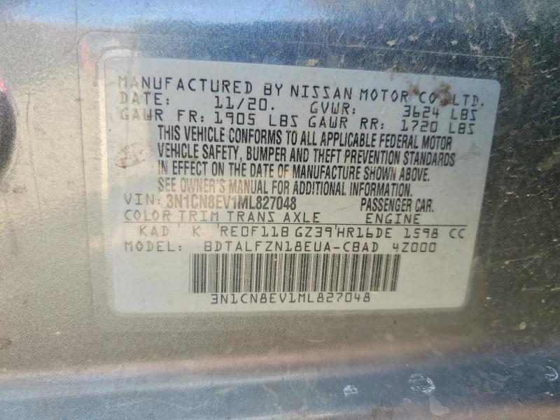 Aukcja sprzedaży 2021 Nissan Versa, vin: 3N1CN8EV1ML827048, numer aukcji: 62784366
