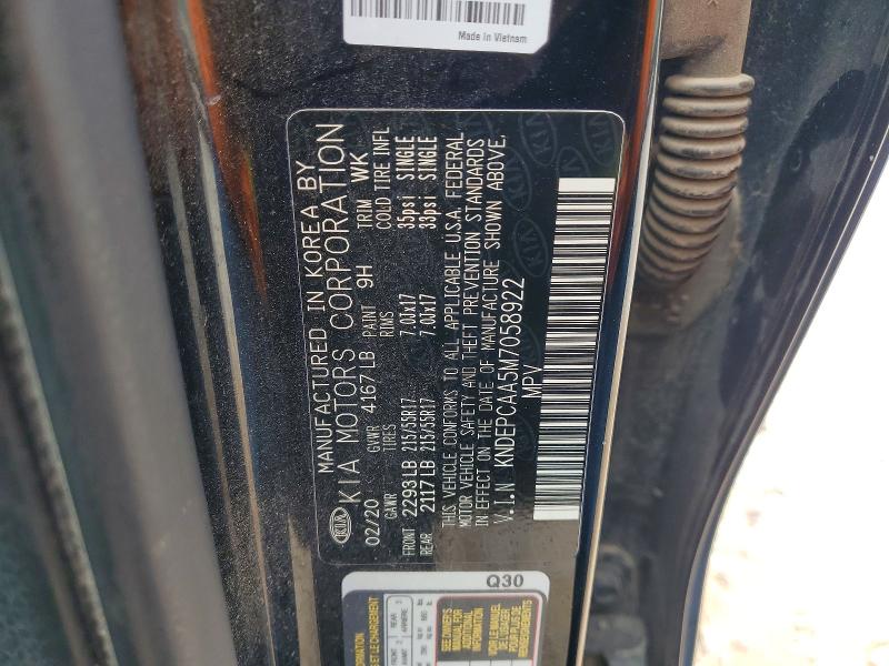 59895306 :رقم المزاد ، KNDEPCAA5M7058922 vin ، 2021 Kia Seltos مزاد بيع