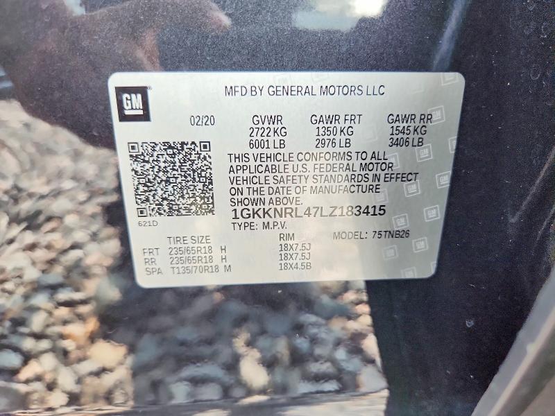 Aukcja sprzedaży 2020 Gmc Acadia, vin: 1GKKNRL47LZ183415, numer aukcji: 61879166