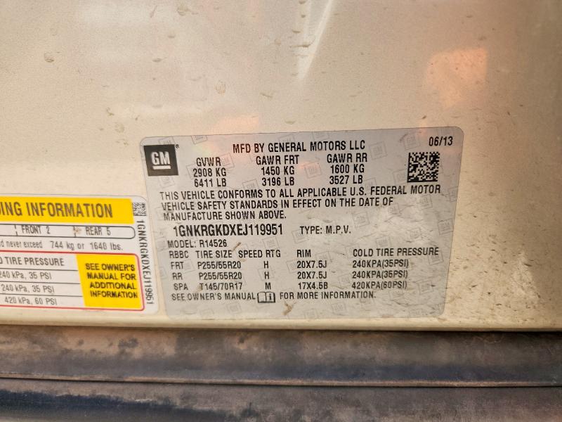 60432776 :رقم المزاد ، 1GNKRGKDXEJ119951 vin ، 2014 Chevrolet Traverse مزاد بيع