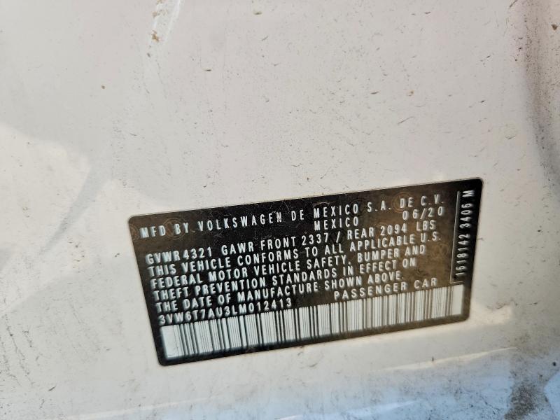 2020 Volkswagen Gti მანქანა იყიდება აუქციონზე, vin: 3VW6T7AU3LM012413, აუქციონის ნომერი: 73343655