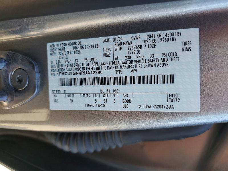 Продаж на аукціоні авто 2024 Ford Escape, vin: 1FMCU9GN4RUA12290, номер лоту: 60458166