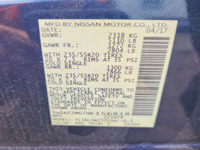 Продажа на аукционе авто 2017 Nissan Murano, vin: 5N1AZ2MG7HN156818, номер лота: 61231576