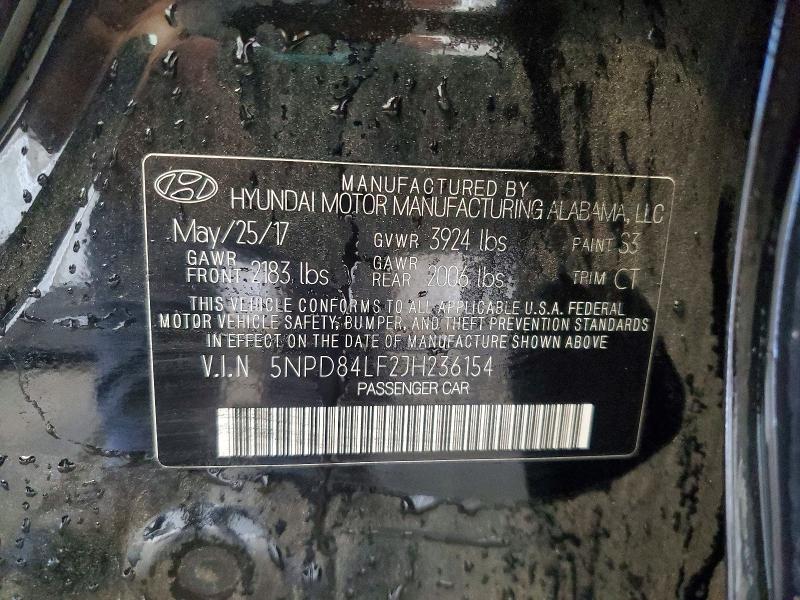 63170276 :رقم المزاد ، 5NPD84LF2JH236154 vin ، 2018 Hyundai Elantra مزاد بيع