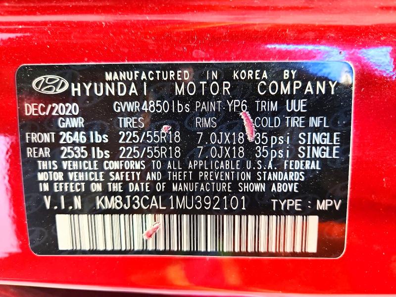 Продаж на аукціоні авто 2021 Hyundai Tucson, vin: KM8J3CAL1MU392101, номер лоту: 60570866