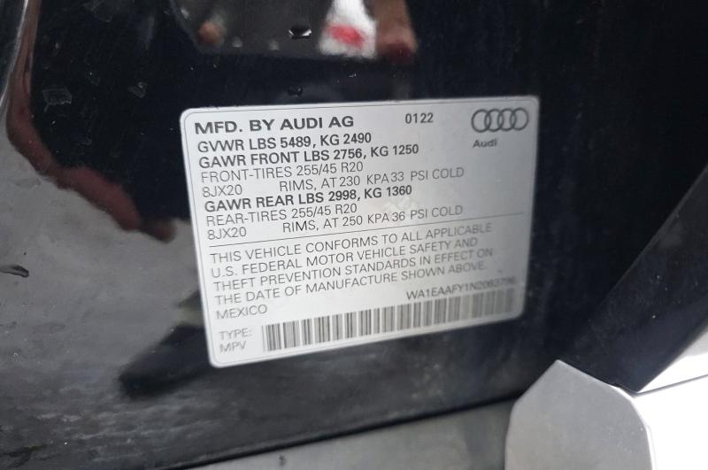 Продажа на аукционе авто 2022 Audi Q5, vin: WA1EAAFY1N2063796, номер лота: 59858766