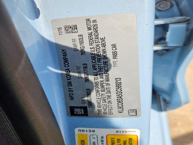 2016 Chevrolet Spark მანქანა იყიდება აუქციონზე, vin: KL8CD6SA5GC569213, აუქციონის ნომერი: 61193346