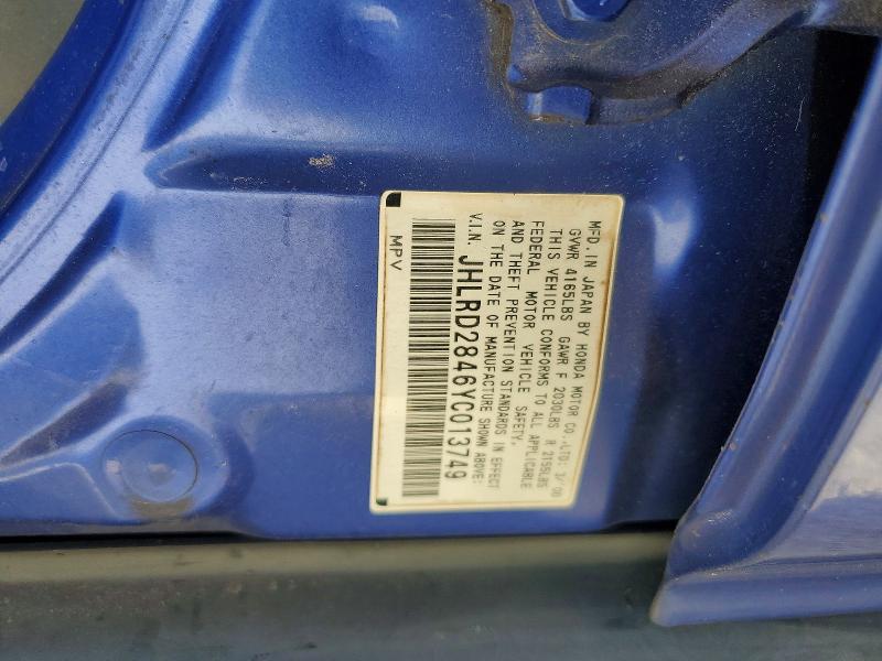 Продаж на аукціоні авто 2000 Honda Cr-v, vin: JHLRD2846YC013749, номер лоту: 61537096