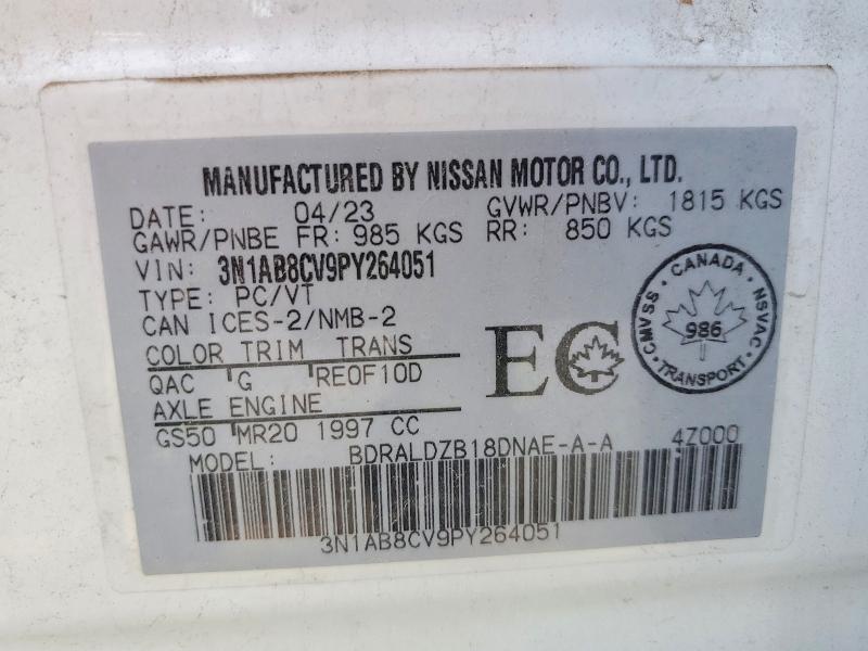 63306646 :رقم المزاد ، 3N1AB8CV9PY264051 vin ، 2023 Nissan Sentra مزاد بيع