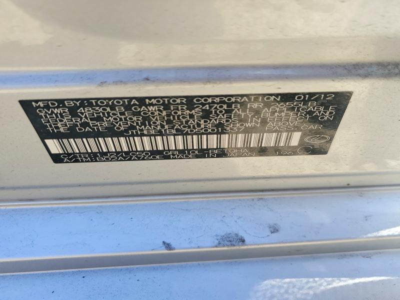 60879396 :رقم المزاد ، JTHBE1BL7D5001337 vin ، 2013 Lexus Gs مزاد بيع