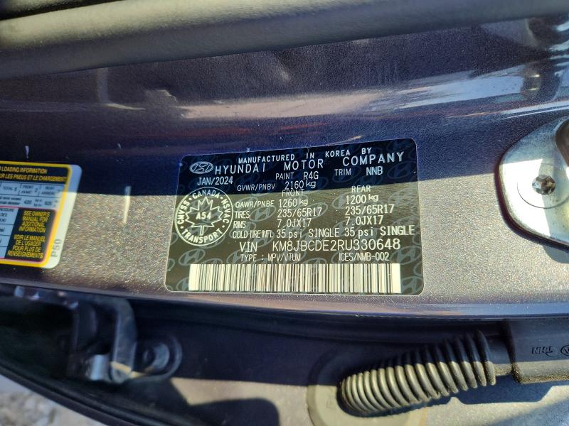 60309446 :رقم المزاد ، KM8JBCDE2RU330648 vin ، 2024 Hyundai Tucson مزاد بيع