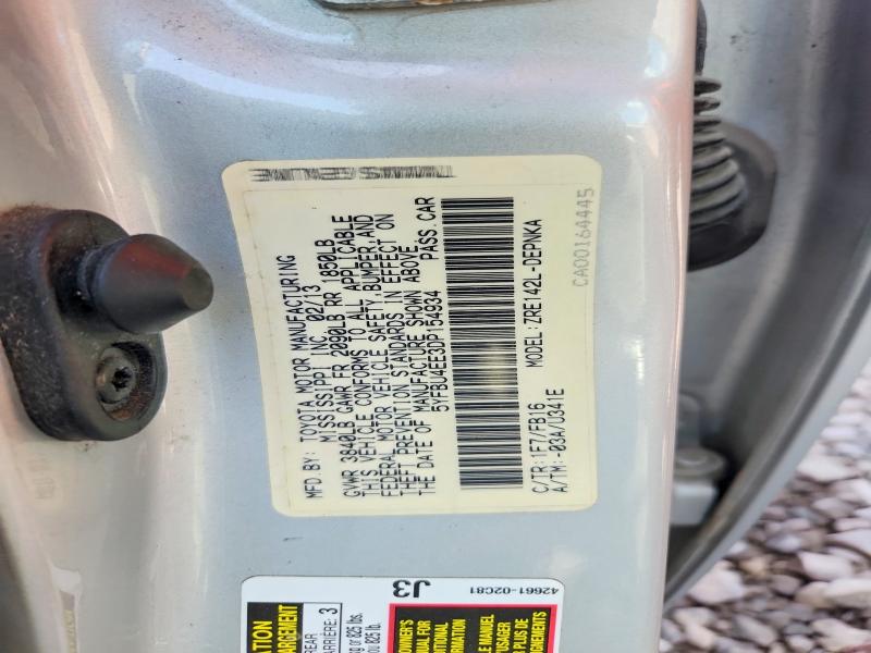 Aukcja sprzedaży 2013 Toyota Corolla, vin: 5YFBU4EE3DP154934, numer aukcji: 59078426