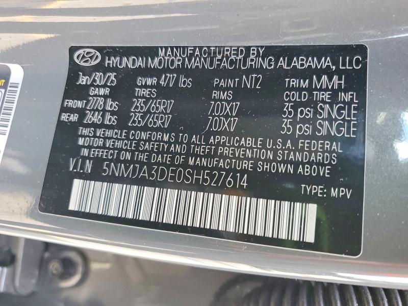 2025 Hyundai Tucson მანქანა იყიდება აუქციონზე, vin: 5NMJA3DE0SH527614, აუქციონის ნომერი: 60392816