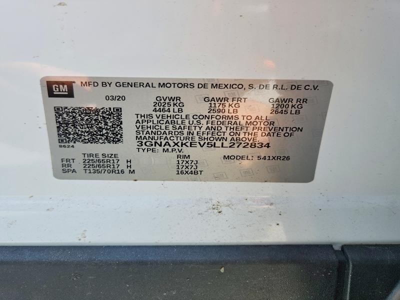 Продажа на аукционе авто 2020 Chevrolet Equinox, vin: 3GNAXKEV5LL272834, номер лота: 62136316