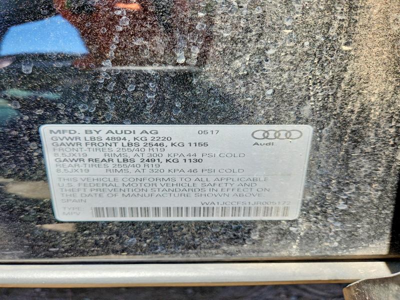 Aukcja sprzedaży 2018 Audi Q3, vin: WA1JCCFS1JR005172, numer aukcji: 63002276