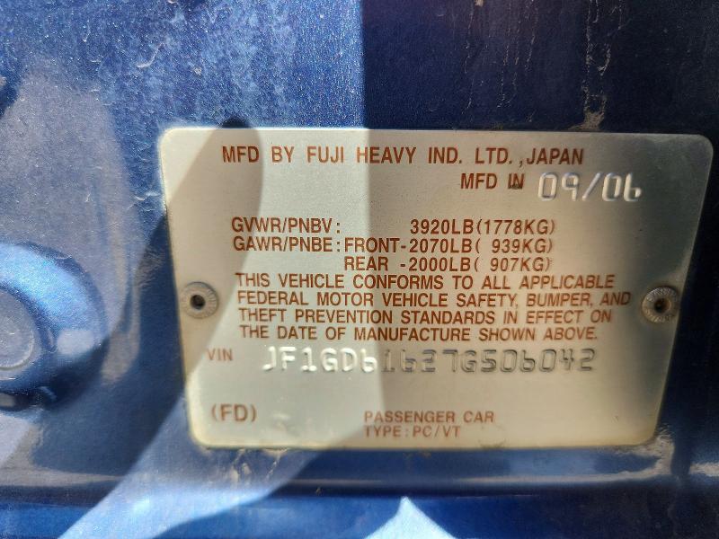 Продажа на аукционе авто 2007 Subaru Impreza, vin: JF1GD61627G506042, номер лота: 62444566
