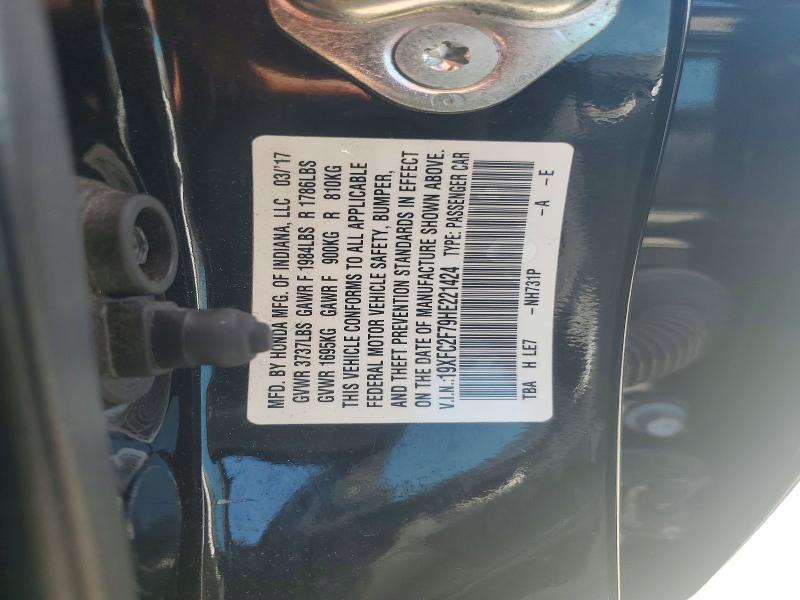 Aukcja sprzedaży 2017 Honda Civic, vin: 19XFC2F79HE221424, numer aukcji: 52373506