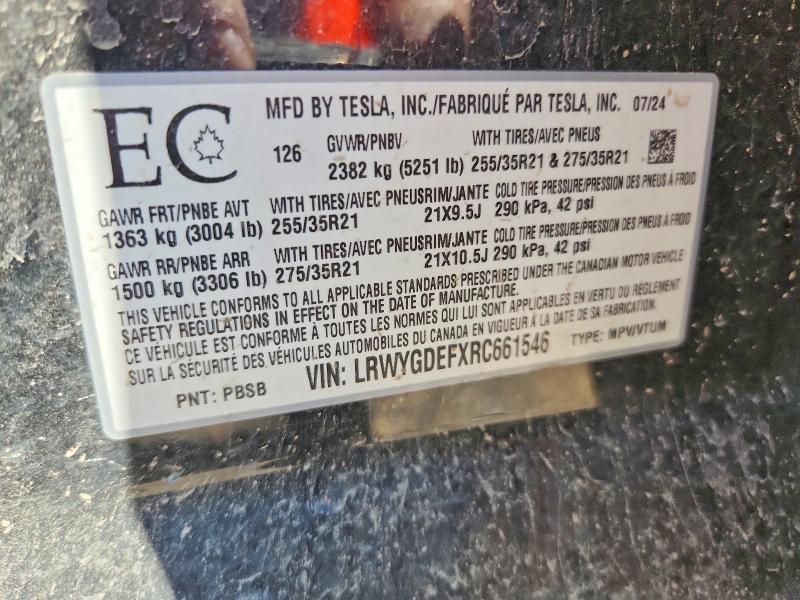 Aukcja sprzedaży 2024 Tesla Model Y, vin: LRWYGDEFXRC661546, numer aukcji: 60741646