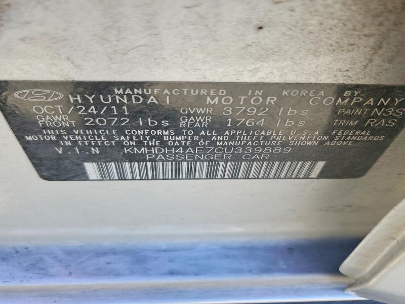 Aukcja sprzedaży 2012 Hyundai Elantra, vin: KMHDH4AE7CU339889, numer aukcji: 62345846
