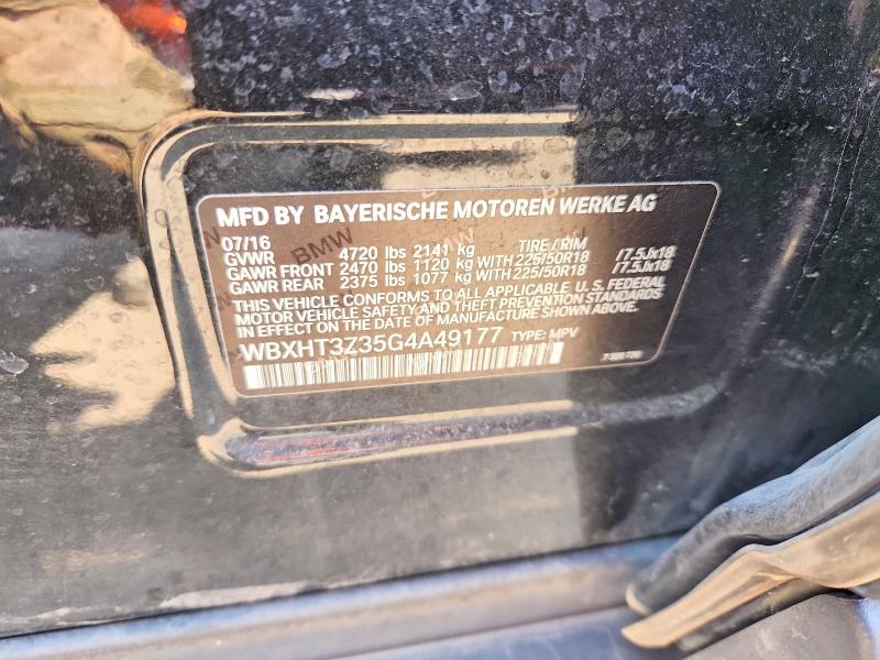 59377416 :رقم المزاد ، WBXHT3Z35G4A49177 vin ، 2016 Bmw X1 مزاد بيع