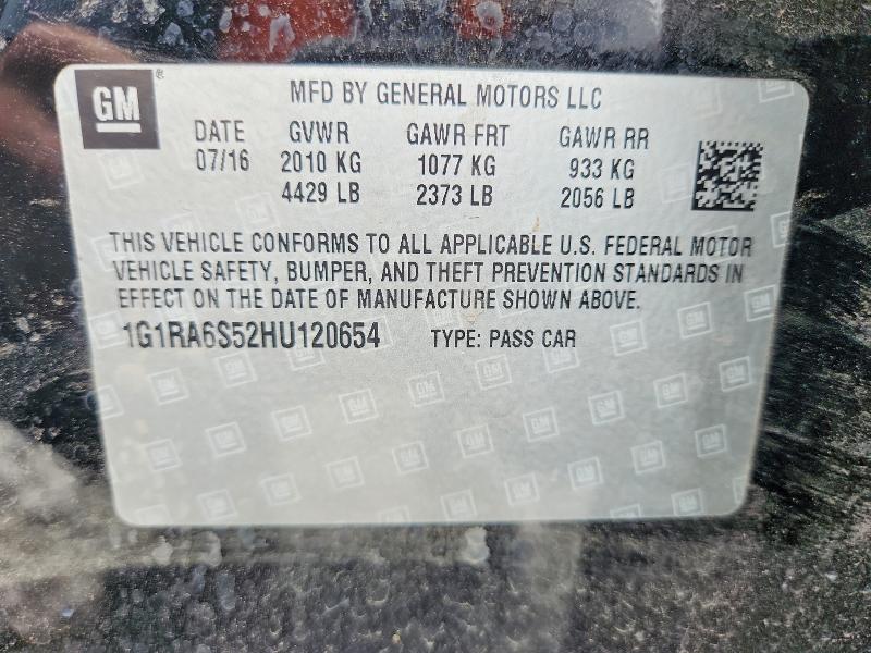 2017 Chevrolet Volt მანქანა იყიდება აუქციონზე, vin: 1G1RA6S52HU120654, აუქციონის ნომერი: 61818506
