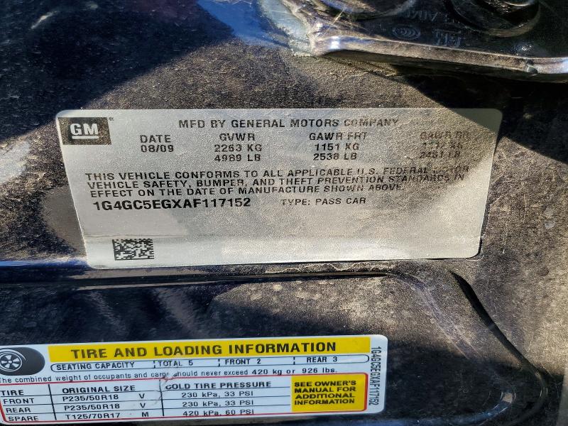 Aukcja sprzedaży 2010 Buick Lacrosse, vin: 1G4GC5EGXAF117152, numer aukcji: 62388246