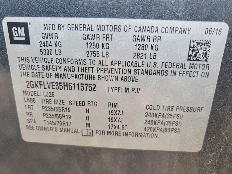 2017 Gmc Terrain მანქანა იყიდება აუქციონზე, vin: 2GKFLVE35H6115752, აუქციონის ნომერი: 85625825