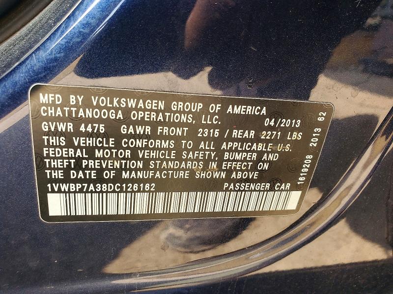 Aukcja sprzedaży 2013 Volkswagen Passat, vin: 1VWBP7A38DC126162, numer aukcji: 63251766