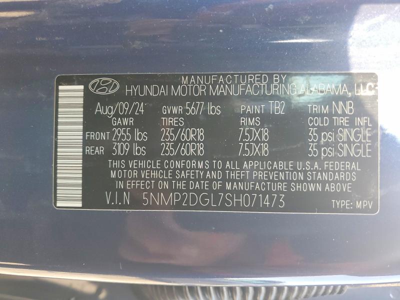 Продаж на аукціоні авто 2025 Hyundai Santa Fe, vin: 5NMP2DGL7SH071473, номер лоту: 60957976
