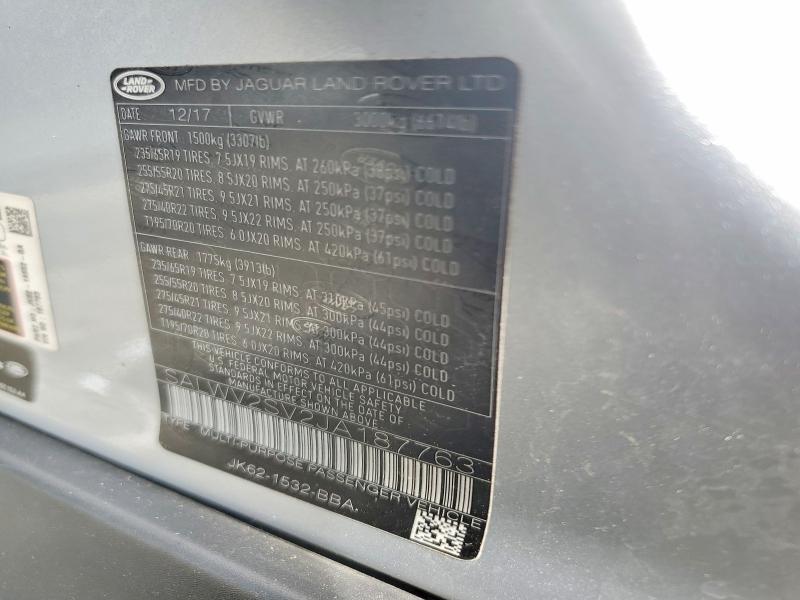 Продажа на аукционе авто 2018 Land Rover Range Rover Sport, vin: SALWV2SV2JA187763, номер лота: 61719016