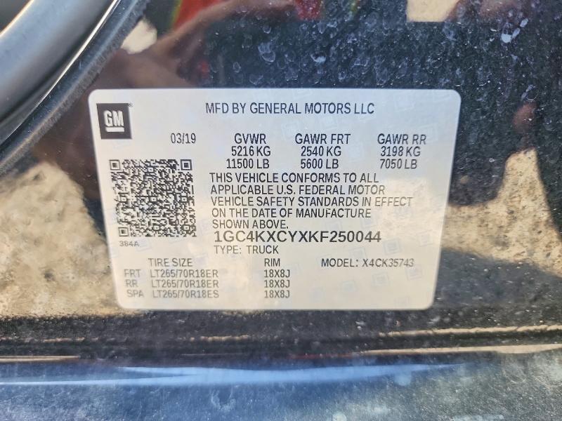 Aukcja sprzedaży 2019 Chevrolet Silverado, vin: 1GC4KXCYXKF250044, numer aukcji: 60960996