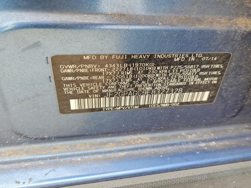 2014 Subaru Xv Crosstrek მანქანა იყიდება აუქციონზე, vin: JF2GPAGC9E8327328, აუქციონის ნომერი: 59372146