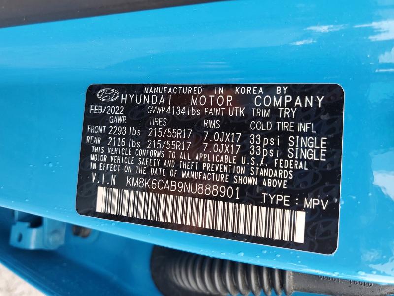 Продаж на аукціоні авто 2022 Hyundai Kona, vin: KM8K6CAB9NU888901, номер лоту: 61006596