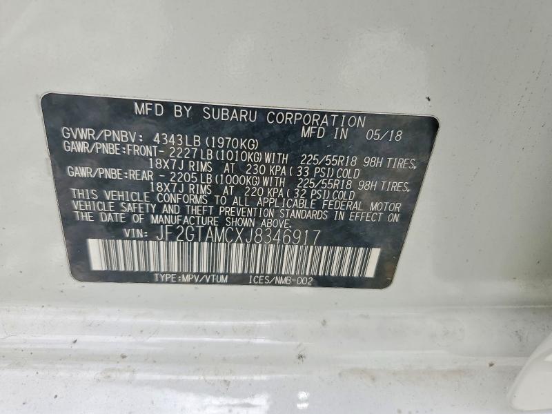2018 Subaru Crosstrek მანქანა იყიდება აუქციონზე, vin: JF2GTAMCXJ8346917, აუქციონის ნომერი: 62229316