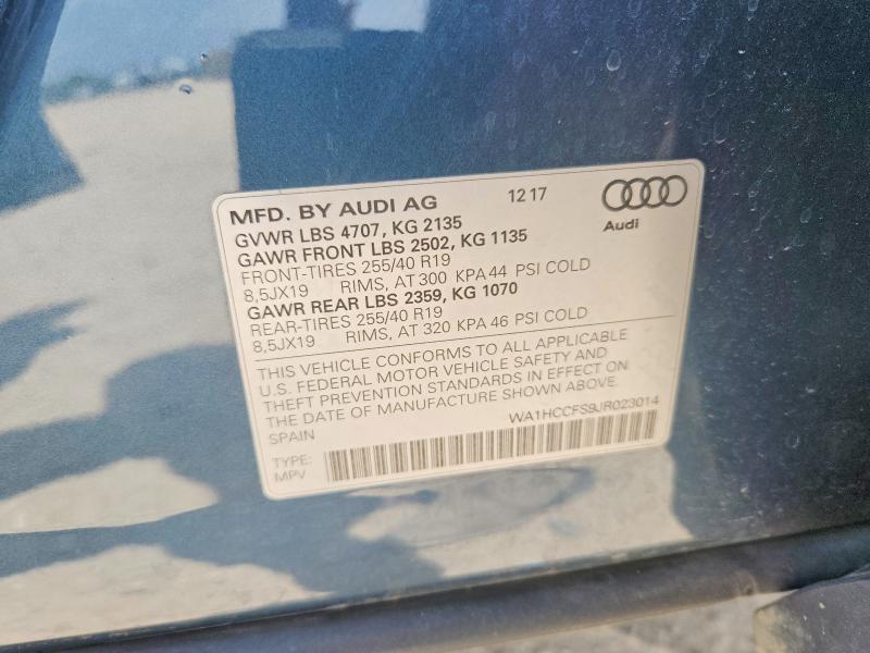 62755566 :رقم المزاد ، WA1HCCFS9JR023014 vin ، 2018 Audi Q3 مزاد بيع