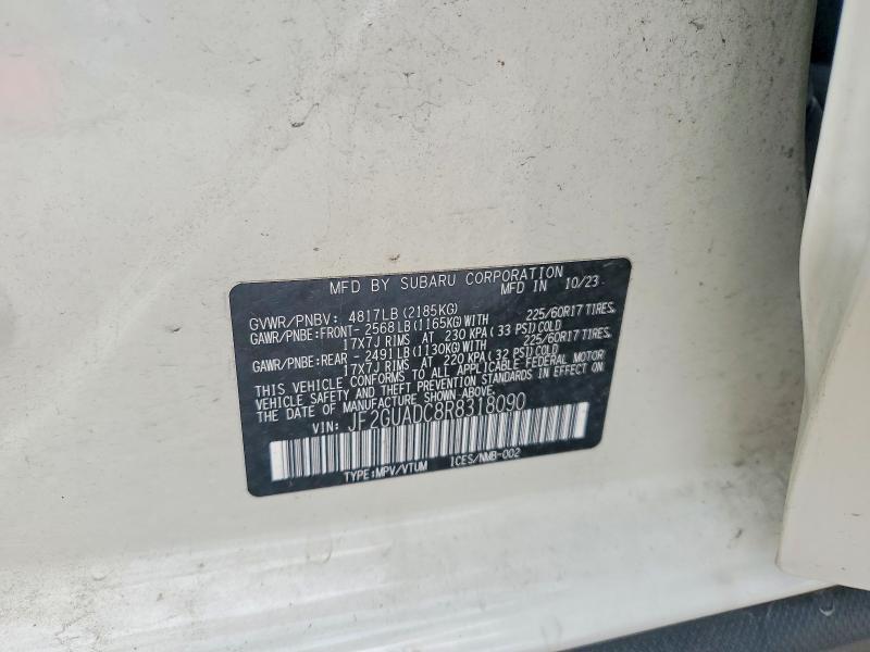 Aukcja sprzedaży 2024 Subaru Crosstrek, vin: JF2GUADC8R8318090, numer aukcji: 62500406