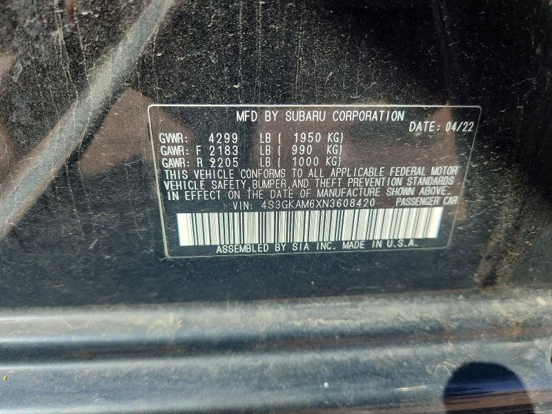 Продажа на аукционе авто 2022 Subaru Impreza, vin: 4S3GKAM6XN3608420, номер лота: 60641746
