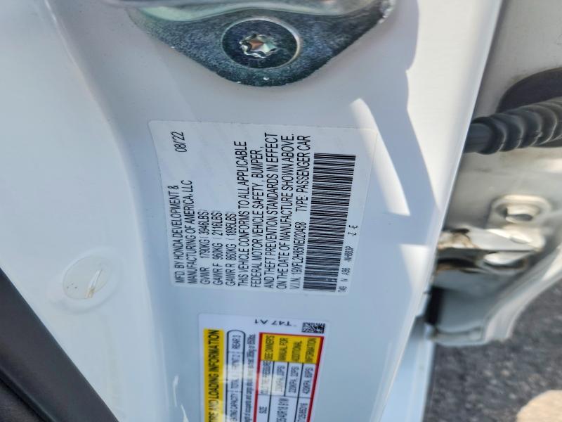 Продажа на аукционе авто 2022 Honda Civic, vin: 19XFL2H85NE020458, номер лота: 61532686