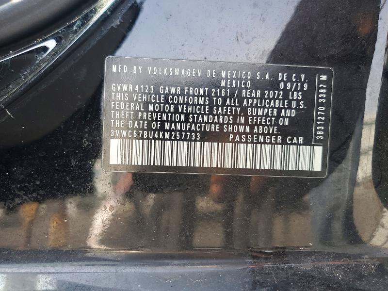 59981986 :رقم المزاد ، 3VWC57BU4KM257733 vin ، 2019 Volkswagen Jetta مزاد بيع