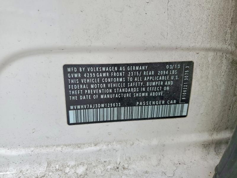Aukcja sprzedaży 2013 Volkswagen Gti, vin: WVWHV7AJ3DW129633, numer aukcji: 60499936