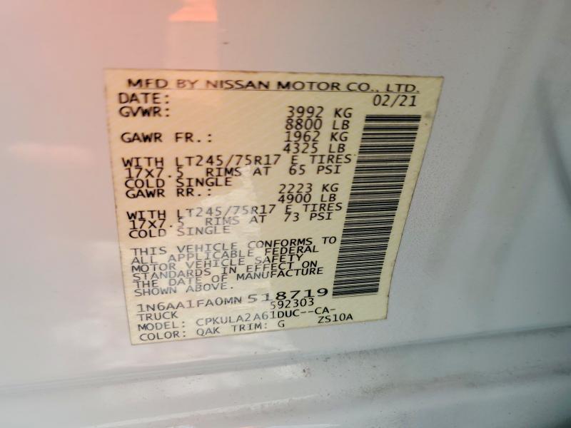 Продажа на аукционе авто 2021 Nissan Titan Xd, vin: 1N6AA1FA0MN518719, номер лота: 59822556