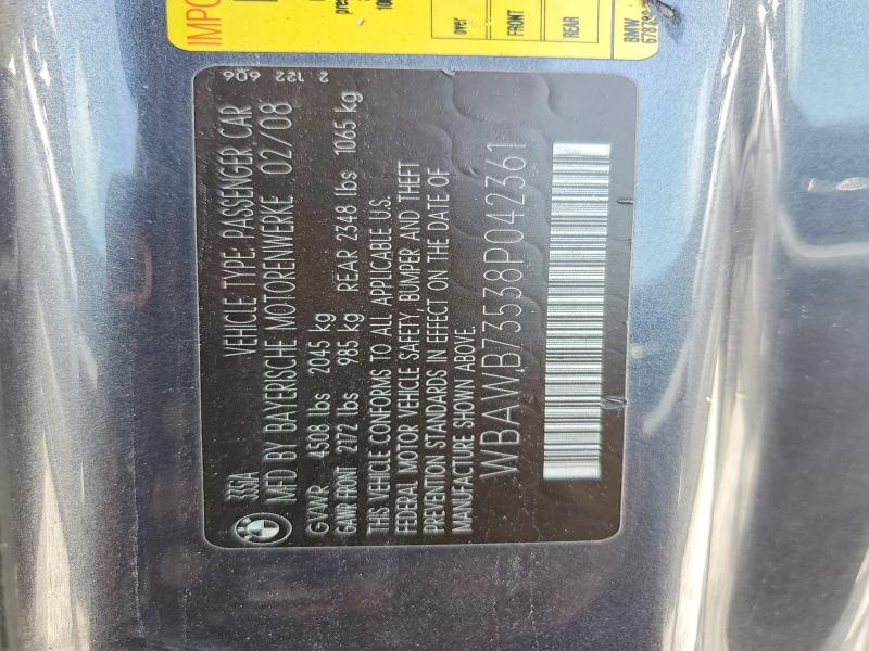 Aukcja sprzedaży 2008 Bmw 335, vin: WBAWB73538P042361, numer aukcji: 62598436