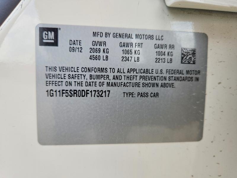 2013 Chevrolet Malibu მანქანა იყიდება აუქციონზე, vin: 1G11F5SR0DF173217, აუქციონის ნომერი: 60622306