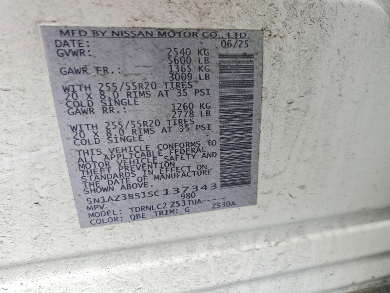 Продаж на аукціоні авто 2025 Nissan Murano, vin: 5N1AZ3BS1SC137343, номер лоту: 61384436