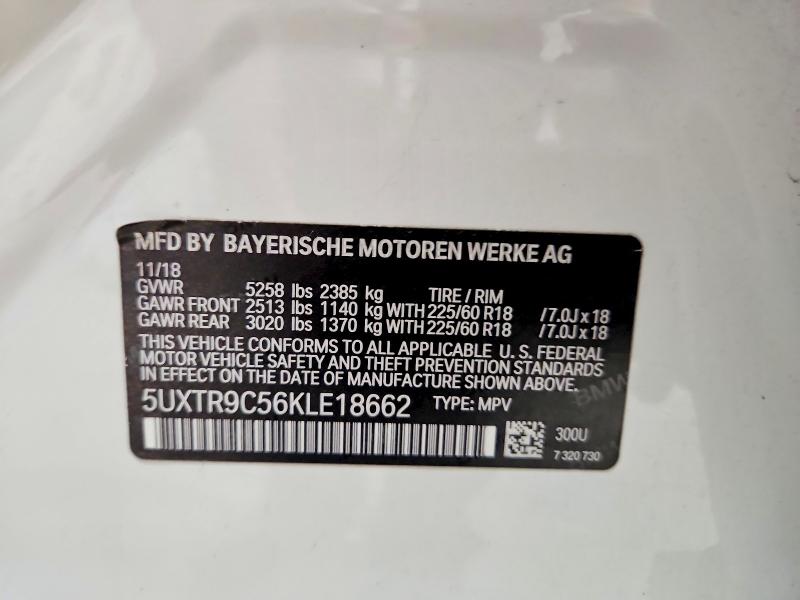 Продаж на аукціоні авто 2019 Bmw X3, vin: 5UXTR9C56KLE18662, номер лоту: 63053396