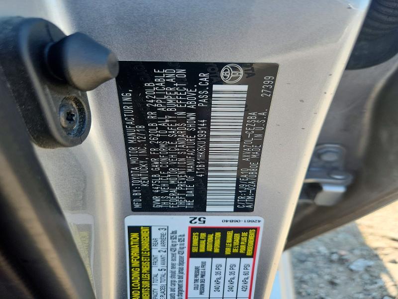 Продажа на аукционе авто 2019 Toyota Camry, vin: 4T1B11HK6KU199144, номер лота: 60054136