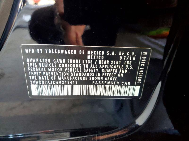63436466 :رقم المزاد ، 3VWDB7AJXHM219419 vin ، 2017 Volkswagen Jetta مزاد بيع