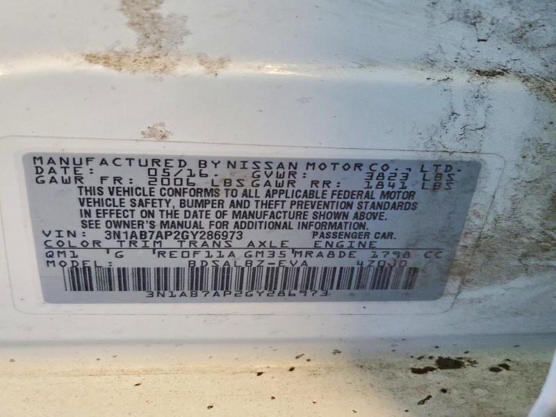 2016 Nissan Sentra მანქანა იყიდება აუქციონზე, vin: 3N1AB7AP2GY286973, აუქციონის ნომერი: 60845486